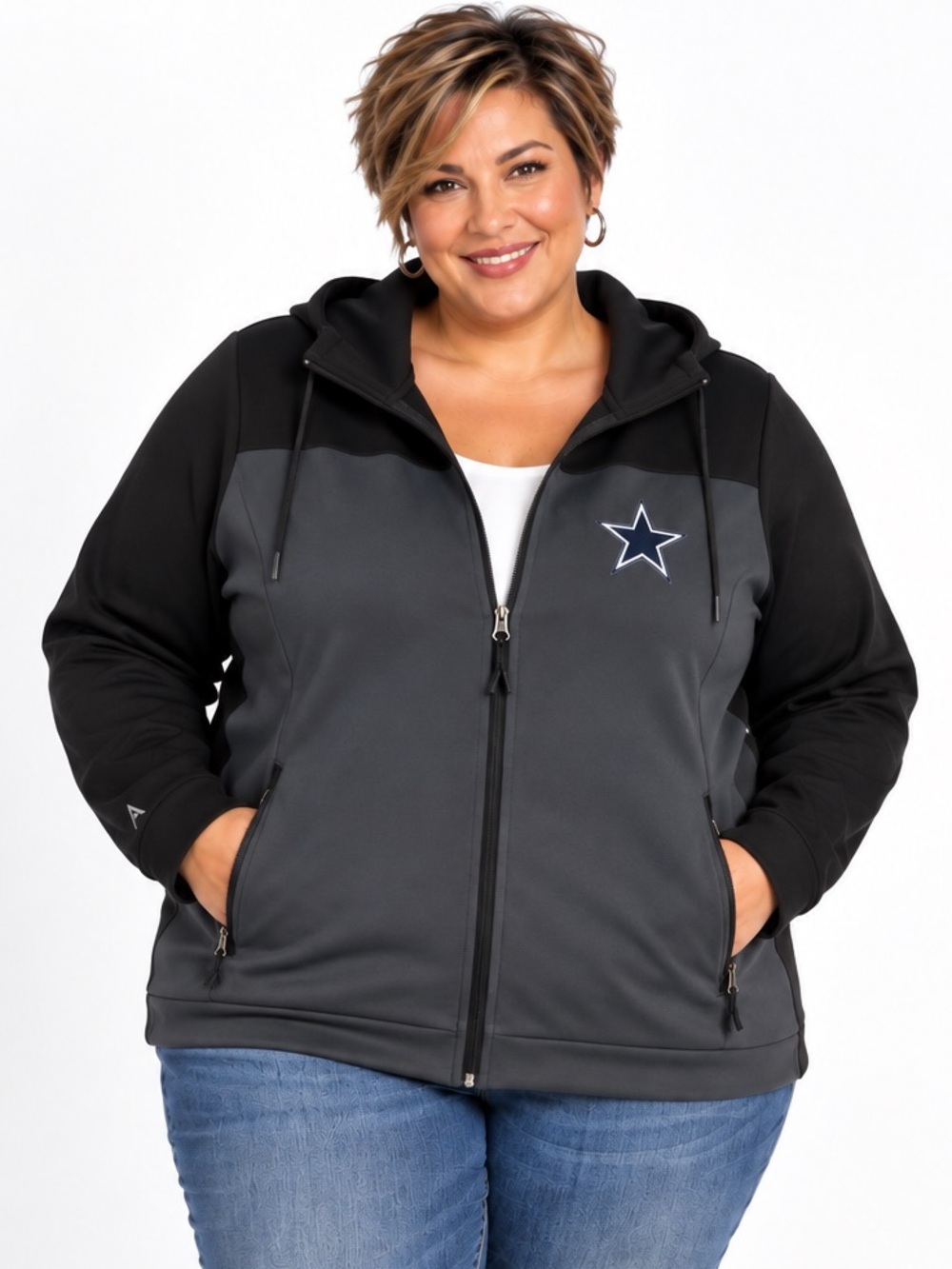 Antigua Hooded Jacket Size 2XL Black Gray Full Zip
